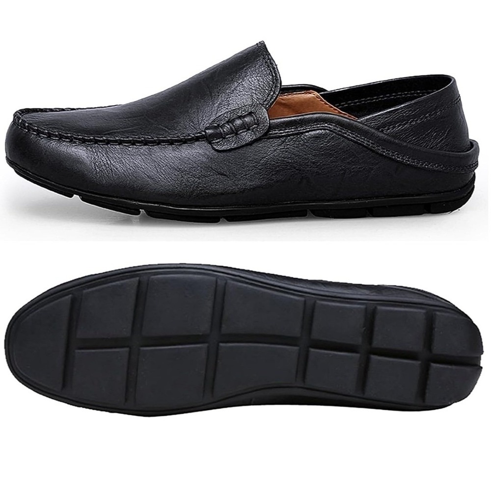 Go Tour Loafers Mens 11 Black Slip On Driving Moccasins Casual Classic 123